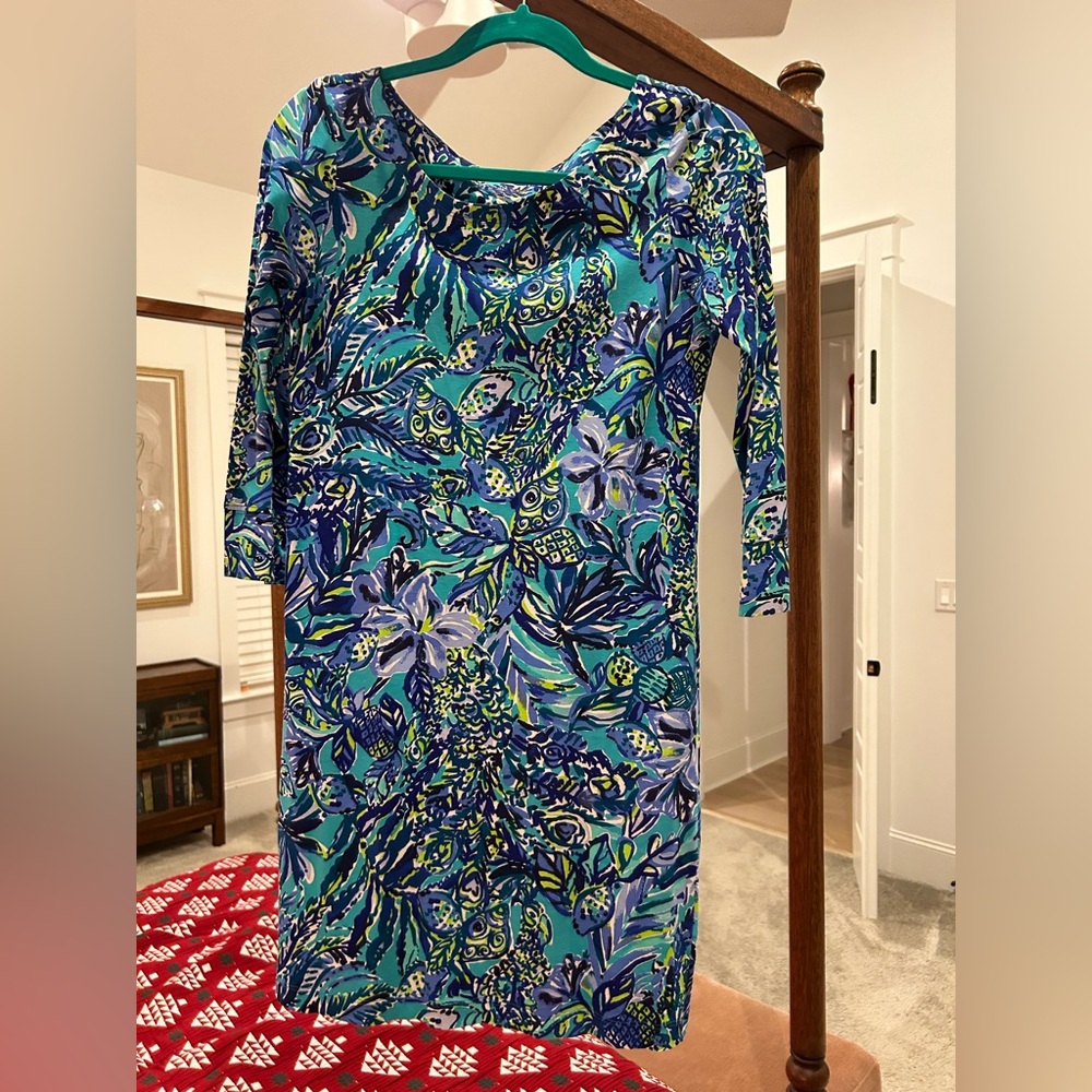Lilly Pulitzer Vibrant Blue and Green Long Sleeve Dress